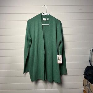 CYRUS Forest Heather Green Long Sleeve Open Front Cardigan Sweater Womens Size L